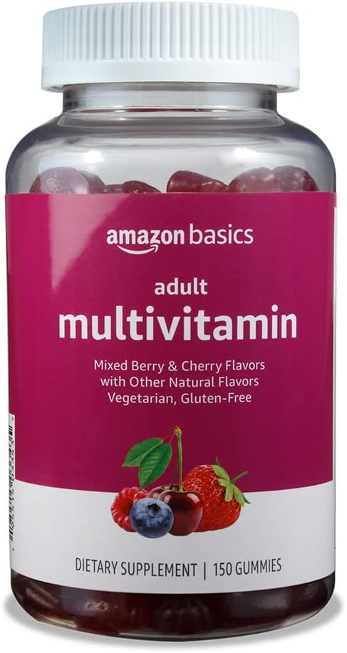 Basics Adult Multivitamine Gummies, Mixed Berry & Cherry, 150 Gummies, 75-dnevna dobava, pakiranje po 1 (Prej Solimo)