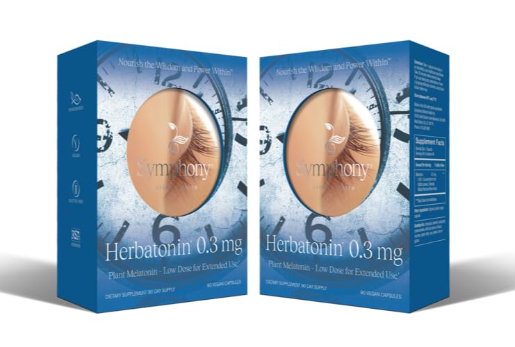 Herbatonin® 0,3 mg – Prva rastlinsko-naravna melatoninska dopolnila (Phyto-Melatonin) – pomoč za spanje z nizkim odmerkom, podpira cirkadiansko ritmsko in celično zdravje – 180 kapsul (180 dnevna oskrba)