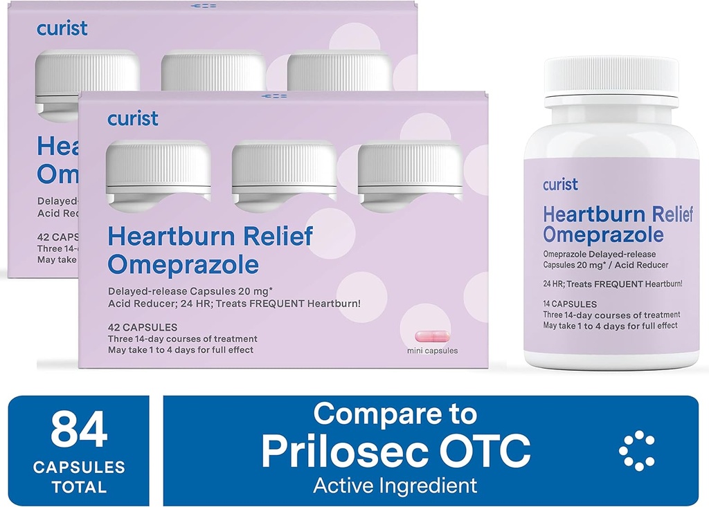 Curist Omeprazol 20 mg Omeprazol v razsutem stanju 84 ct (2 pakiranji po 42 ct) Kapsule Zapoznele Release - Refluks kislina Medicina za lajšanje zgage - Omeprazol Magnezij 20, 6mg 84 kapsul