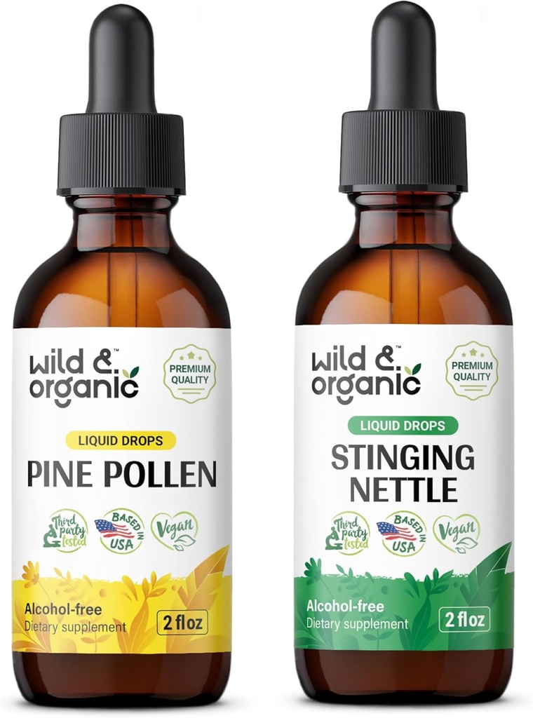 Divji in organski bor Tinktura 2 fl oz & Stinging Nettle Root Tinkture 2 fl oz