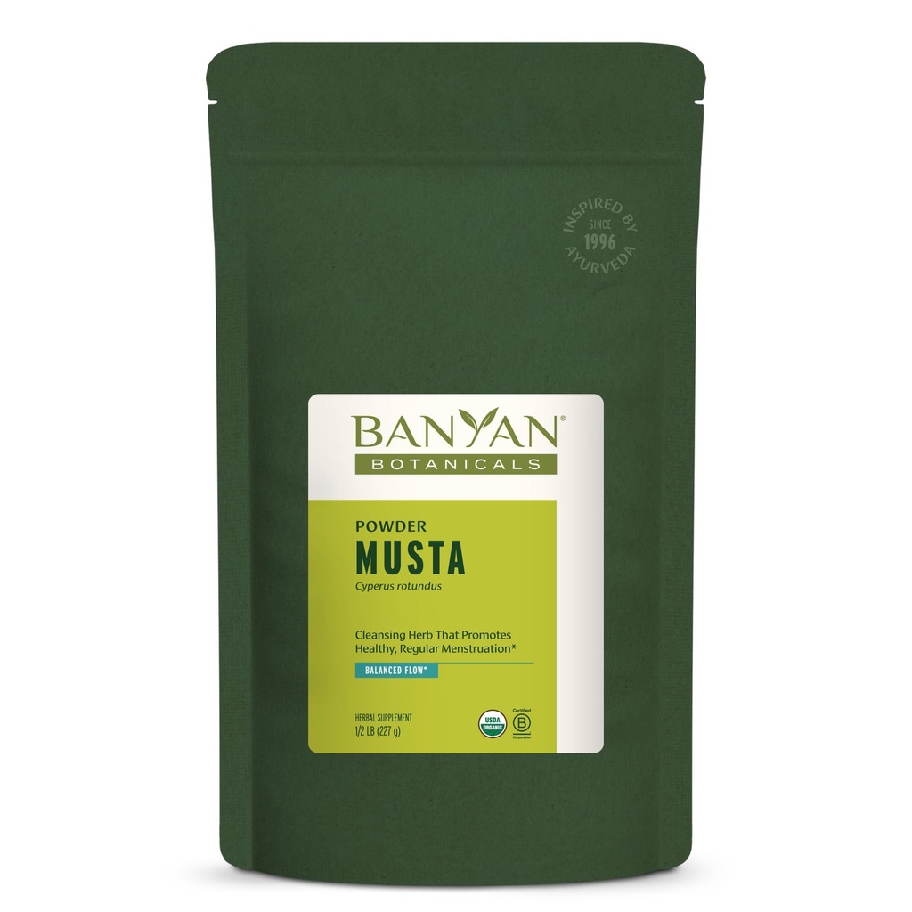 Banyan Botanicals Musta Powder – Organic Cyperus Rotundus – Natural Ayurvedic Herbal Menstruation Supplement – Health Supplement and Digestion Aid* – 1⁄2 lb. – Ne-GMO Trajno vir Vegan
