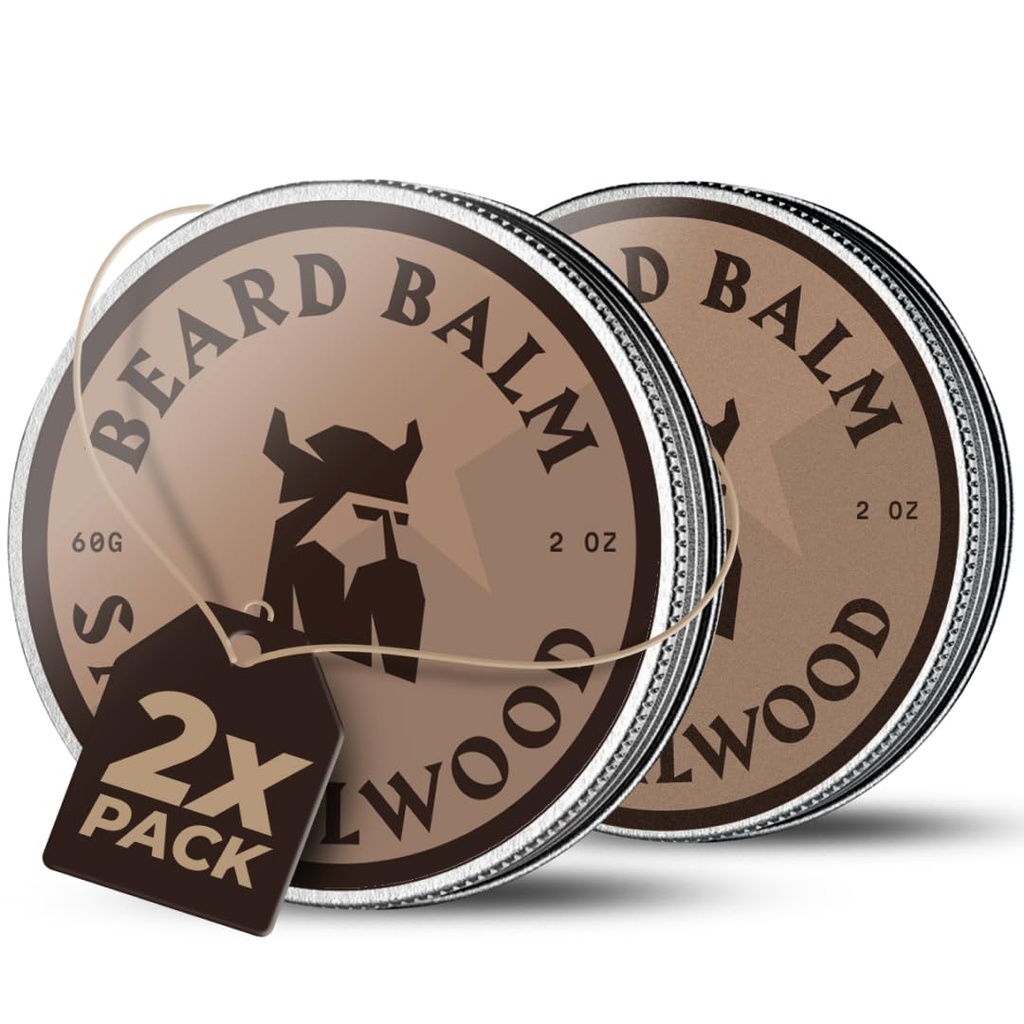 Krepka vikinška brada Balzam za moške - Leave in Beard balzam - Styling balzam izdelan z naravno pridobljenim Bradavičastim maslom, argan & Jojoba olja (4 Ounce (Pack of 2), Sandalwood)