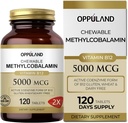 Metil B-12 5000mcg Žvečljiv s Folat - Vitamin B12 Metilkobalamin Podjezične tablete - Podpira funkcije energije in možganov - Veganski dodatek - Orange Flavor - 120 Count