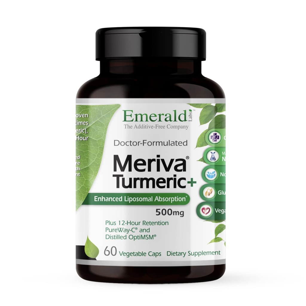 Emerald Labs Meriva Turmeric Plus - Meriva Turmeric, PureWay-C Vitamin C & OptiMSM - podpira skupno zdravje in imunski odziv - 60 rastlinskih kapsul (do 60-dnevno oskrbo)