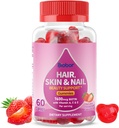Naravni lasje Koža in nohti Vitamini Gumies, 7600mcg Biotin Gumies za ženske Podpora za lepoto moških, Non-GMO (Storwberry Flavor, 60 Count)