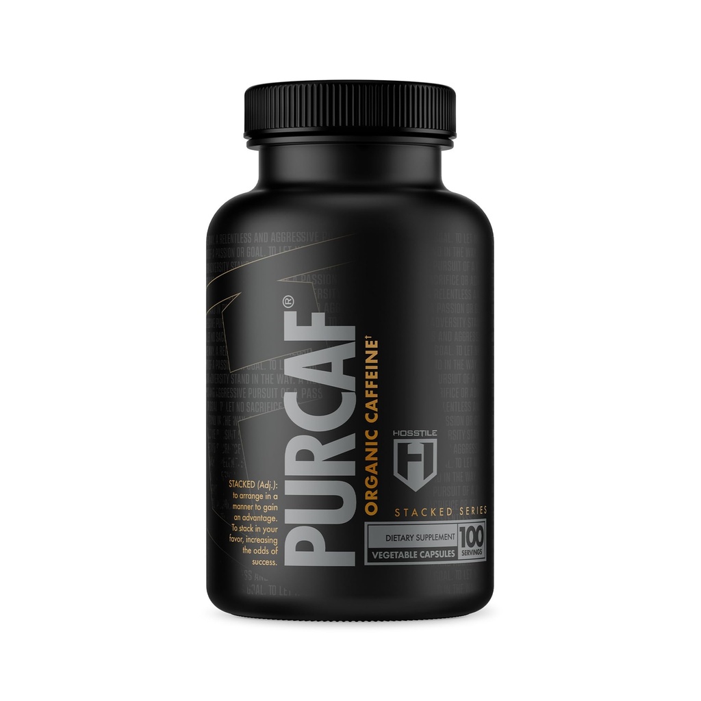 HOSSTILE PurCaf organske kapsule kofeina, naravna energijska dopolnila, brez Crash ali Jitters, Pre Workout Focus & Energy, 200mg na postrežbo, 100 tablet