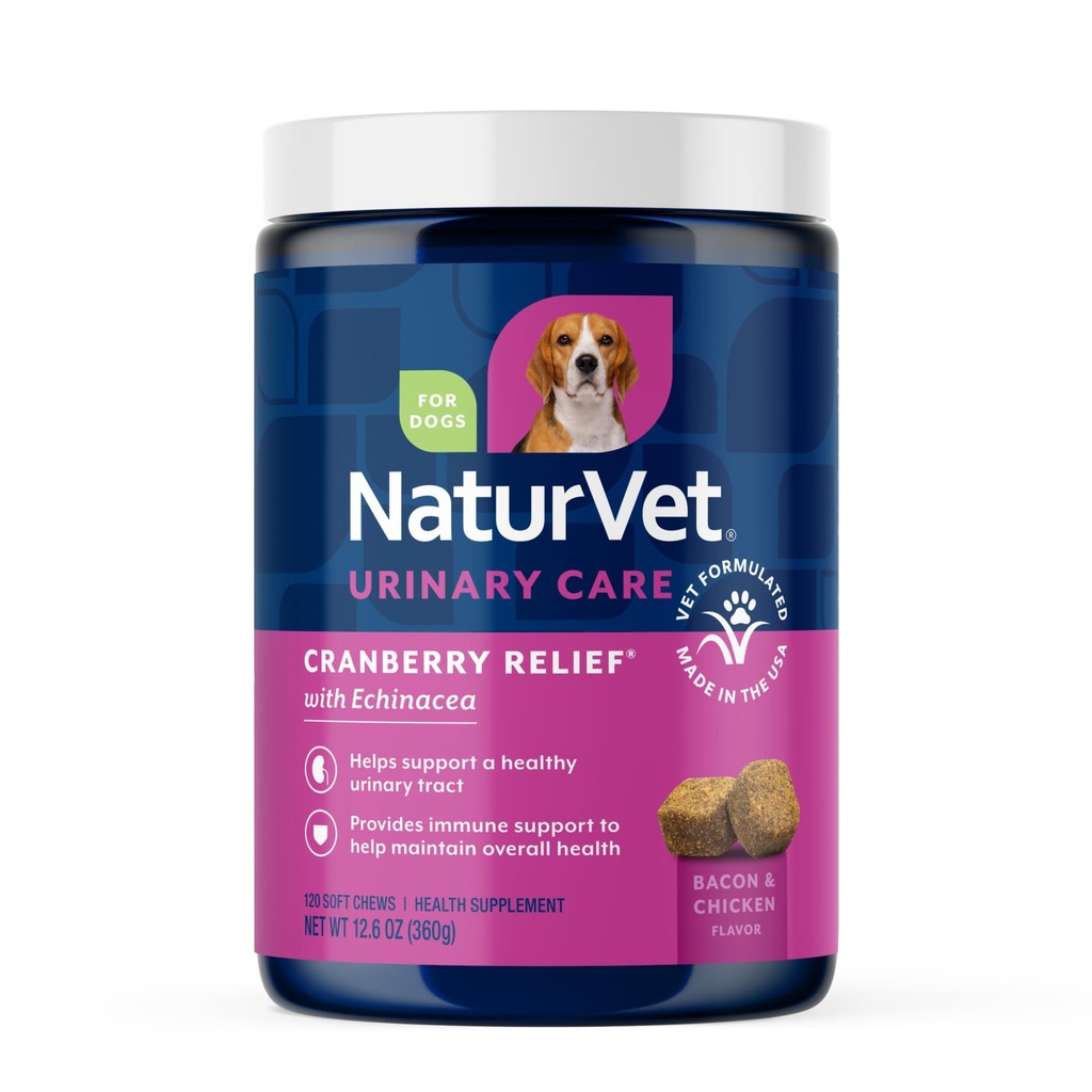 NaturVet – Cranberry Relief Plus Echinacea – Pomaga podpirati zdrav sečni trakt in imunski sistem – 120 mehkih žvečil
