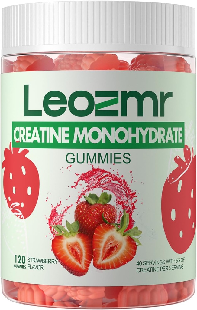 Kreatin monohidrat Gumies 5000mg za moške in ženske, žvečilni kreatin monohidrat dodatek(120 Count)- Jagoda 120 Gumies