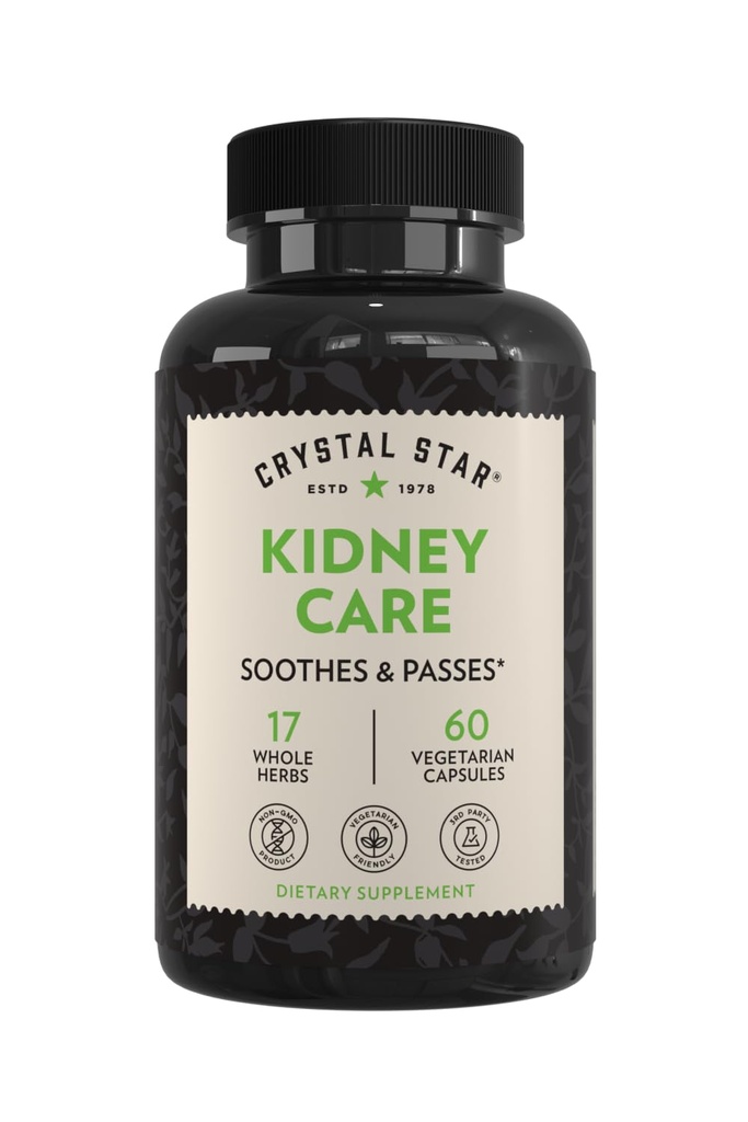 Crystal Star Ledvice Care (60 kapsul) – Zeliščni dodatek za čiščenje ledvic, Detox & Podpora - kamen koren, Gramozna koren & Hydrangea Root - Non-GMO
