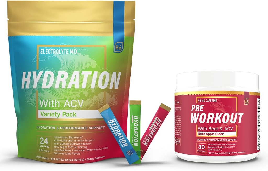 Sladkor brez hidracije Powder Packets Variety - 24 Packs & PreWorkout Powder z ACV 