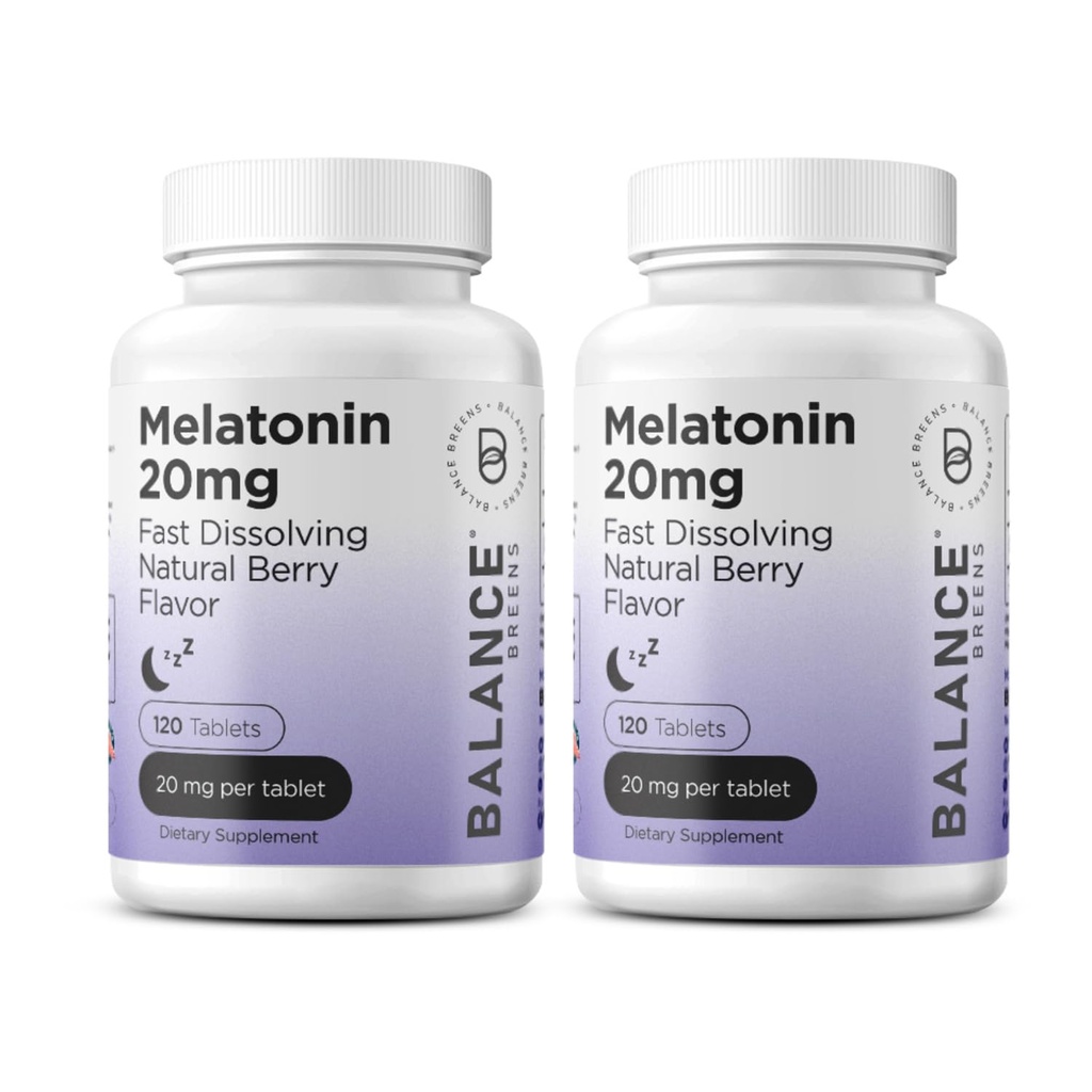 Melatonin 20mg hitre tablete - visoka jakost, hitra igra, naravna podpora za spanje - pomožna sredstva za spanje za odrasle - nerjaveče, brez zdravil Formula - 120 uspavalne tablete - pakiranje po 2