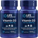 Life Extension Vitamin D3 125 Mcg (5000 Iu) – Spodbuja zdravje kosti, zdravje možganov in imunske funkcije – Non-GMO – Gluten-free – Dvojno pakiranje – 2 x 60 Softgels