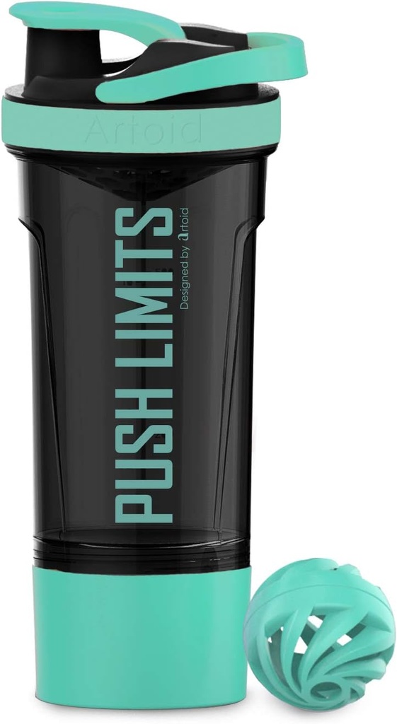 Artoidni način 24-ounce Protein Shaker steklenica, Dual Mexing Technology, BPA Free, Aqua Green/Black