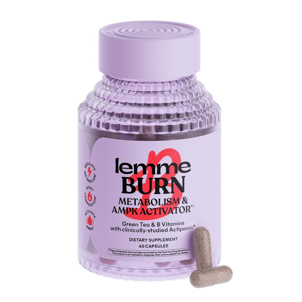 Lemme Burn - Metabolism, Belly Fat Burning + AMPK Activating Supplement for Men & Women w/Clinically Studied Actiponin Gynostemma, Green Tea Extract, Vitamins B6 & B12 - Gluten Free, 60 Count
