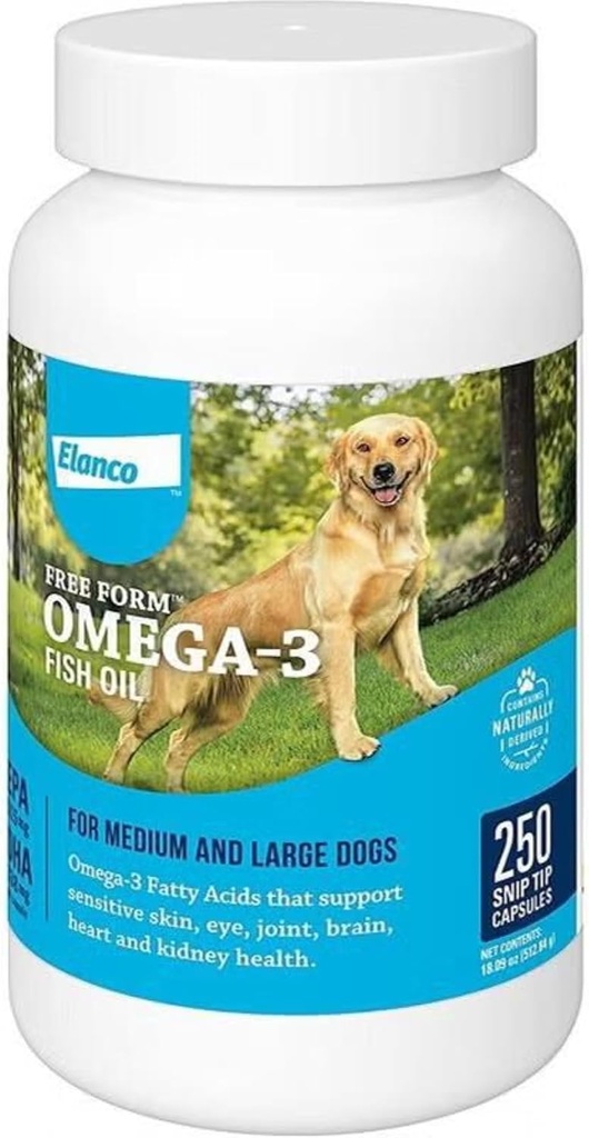 Prosta oblika Snip Nasveti Omega-3 Ribje olje Tekoči dodatek za srednje in velike pse, 250 Število