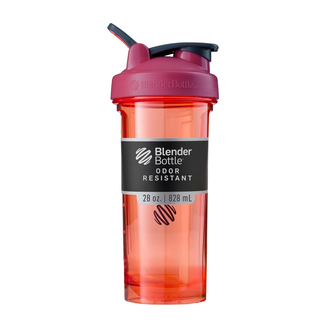 BlenderBottle Shaker serija Pro kot nalašč za stresanje beljakovin in pred vadbo, 28-ounce, polno barvno koralo