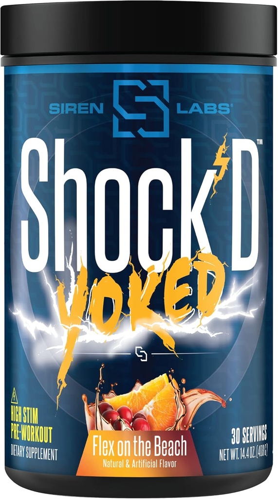 Shock’D Joked High Stim Pred-workout – Kofein, Taurin, Citrulin Malate, Agmatine, Betain Brezvodni – Visoka energija in močne mišične črpalke-Nitrični oksid-Flex na plaži (30 Serving)