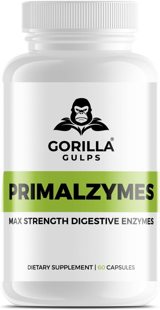 Gorila Gulps - Primalzymes - največja jakost Prebavne encime, 60 Veggie kapsule