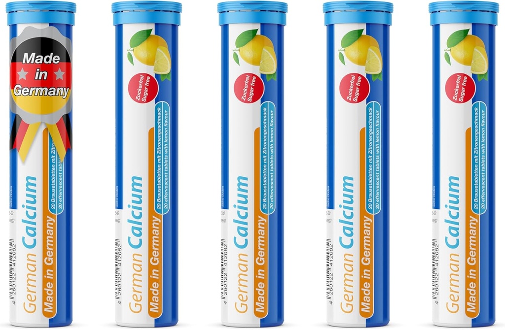 T&D nemščina kalcij 500 mg - 100 veganska pijača šumeče tablete - limonina limonina aroma - izdelana v Nemčiji