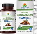 Brieofood organski cimet 1500mg, 45 Služabniki, vegetarijanci, Gluten brez, 90 vegetarijanske tablete