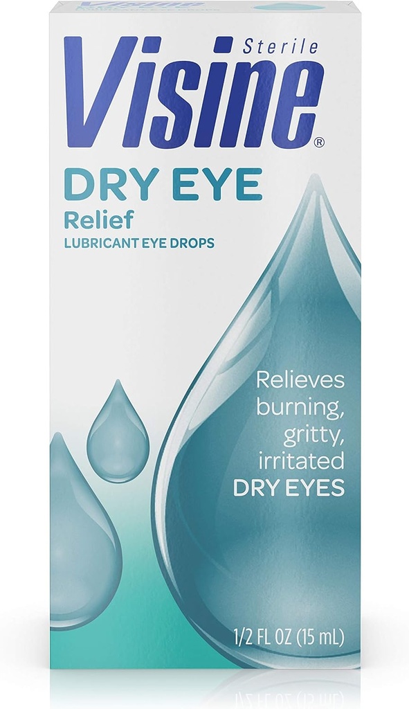 Visine Suho oko Relief Lubricant kapljice za oči s polietilenom Glycol 400 za vlažne in Soothe razdražene, Gritty in suhe oči, zasnovan za delo kot prave solze, 0.5 fl. oz