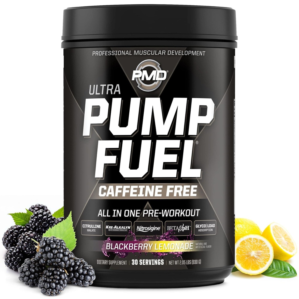 PMD športna črpalka Ultra Caffeine Free - Premium pred vadbo Powder & Muscle Pump, večji poudarek, vzdržljivost in okrevanje, Premium Kreatin, Arginin & Beta Alanine - BlackBerry Limonada (30 strežb)