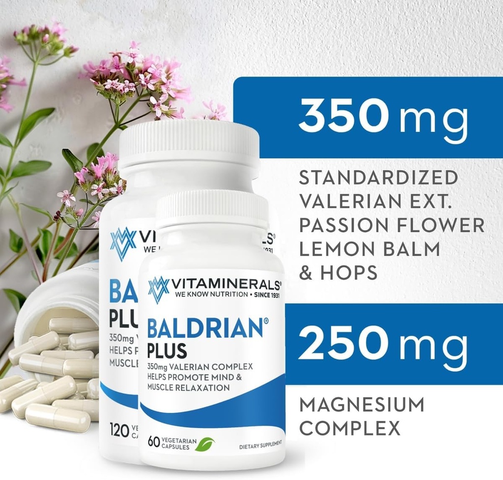 Vitaminerals 33+ Baldrian® Plus Naravna podpora za sprostitev Standardizirani Valerian Extract (60)