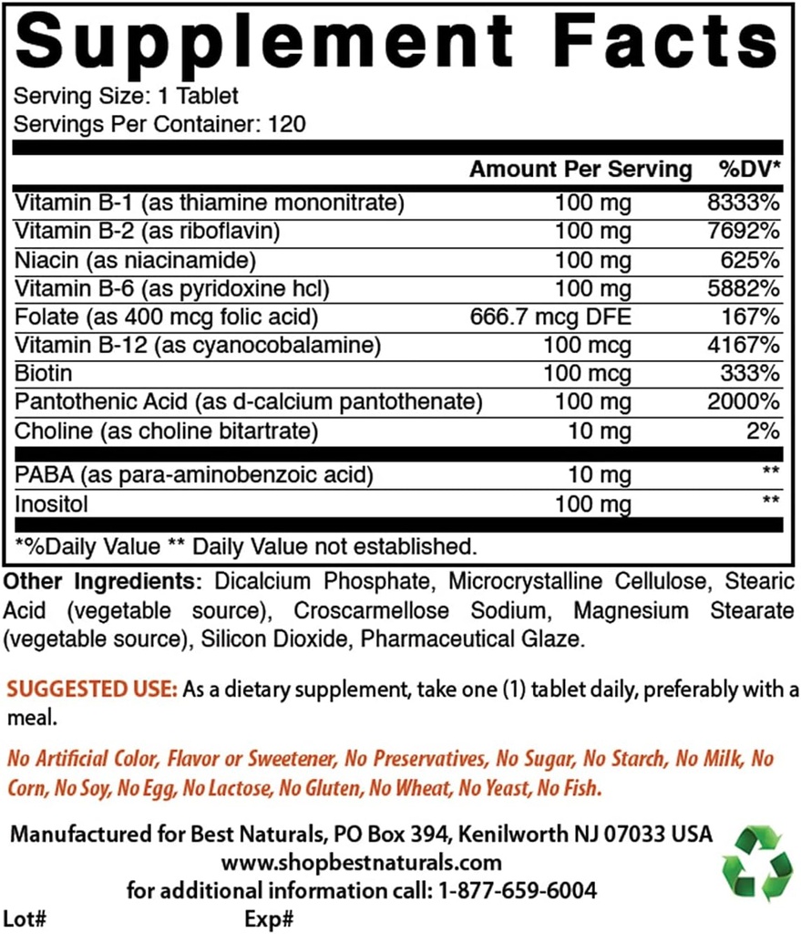 Best Naturals B-100 Complex & Vitamin D3 5000 IU