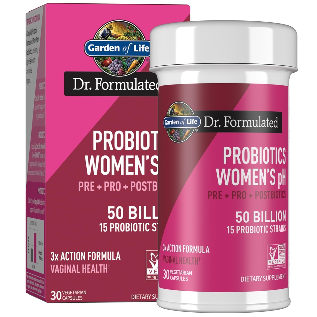Vrt življenja Dr Oblikovan enkrat na dan 3-v-1 Popolni prebiotiki, Postbiotiki in probiotiki za ženske, PRE + PRO + POSTBIOTSKI dodatek za ženske prebavne, imunske in vaginalne zdravje, 30 dan dobave