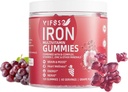 Iron Gummies Sugar Free, 120 Gummies železno dopolnilo za ženske multivitaminski z železom, vitamini in cinkom za ženske, moški & otroci- Grozdni okus, Veganski dodatek, Folat za energijo- Ne po okusu