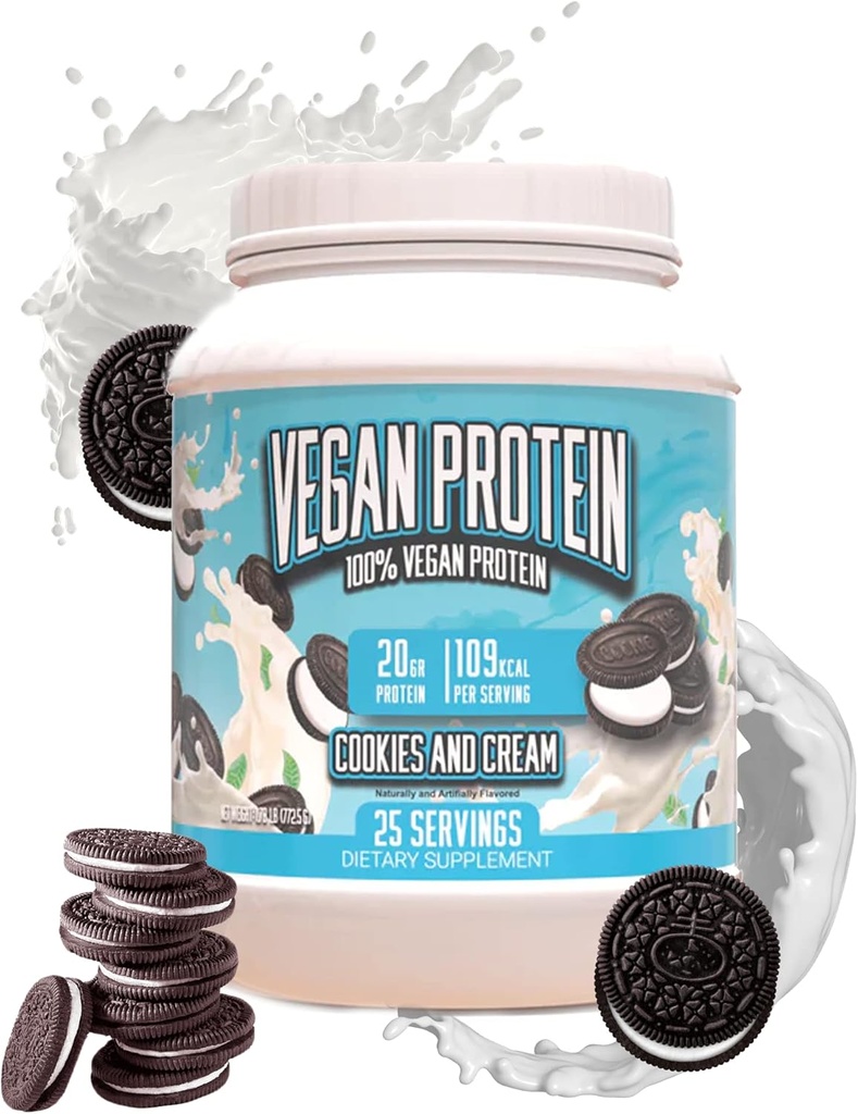 Ogromni dodatki Vegan Protein Powder - Piškotki in krema - Vrhunski na rastlinah temelječi beljakovinski prašek, 20g beljakovine na obrok