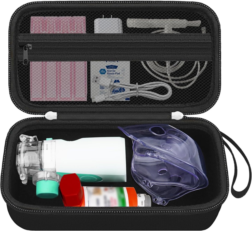 Travel Case za prenosni nebulator Stroj za odrasle in otroke, Astma Inhaler Nosilna torba, Inhaler Spacer shranjevanje Case Organizator, Ročni Mesh Atomizer Machine Imetnik, Črna (CASE SAMO)