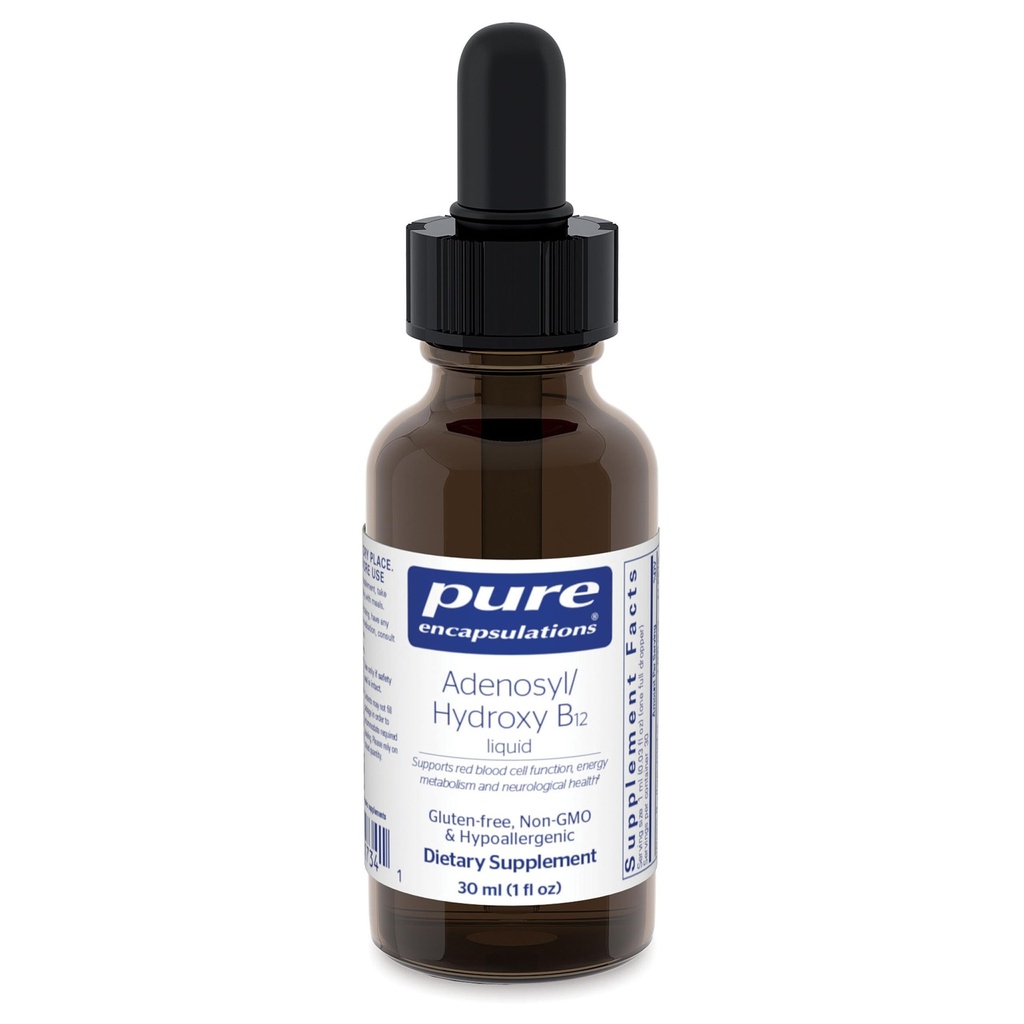 Čiste enkapsulacije Adenosyl/Hidroksi B12 Tekoči 30 ml - Podpira energetsko presnovo in nevrološko zdravje* - za podporo možganov* - Gluten Free - Vegan - 1 Fl Oz