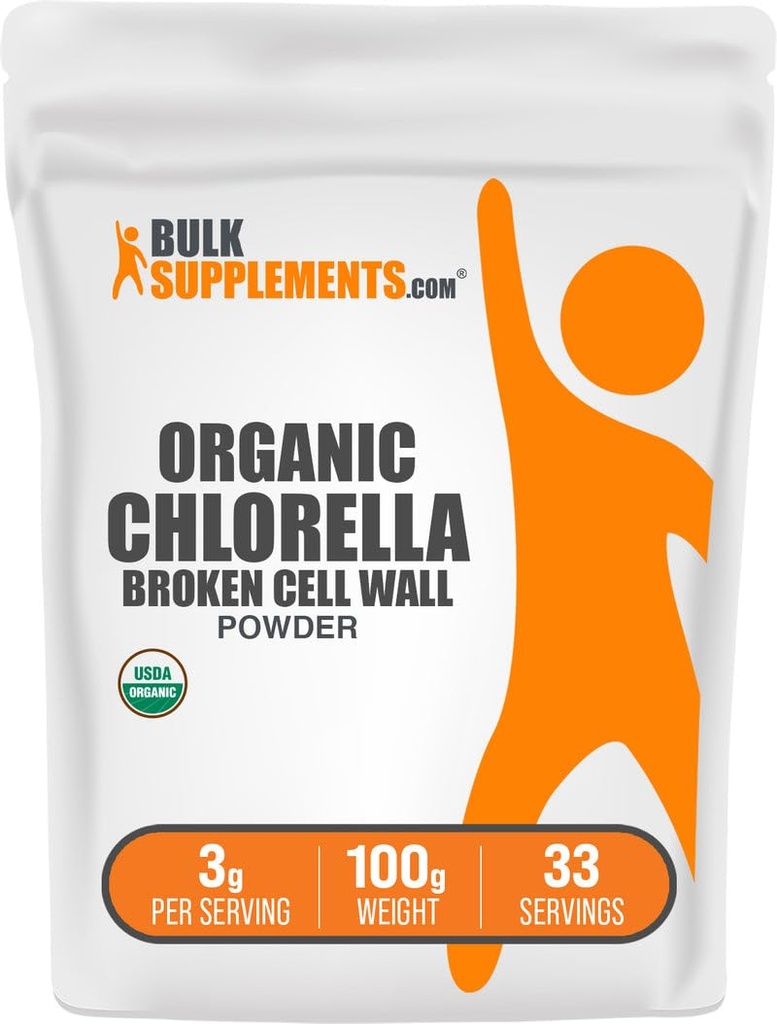 BulkSupplements.com Organski klorid v prahu - zdrobljena celična stena, zelena superživila v prahu, dodatek klorola - Gluten prost, 3g na serviranje, 100g (3.5 oz) (paket po 1)