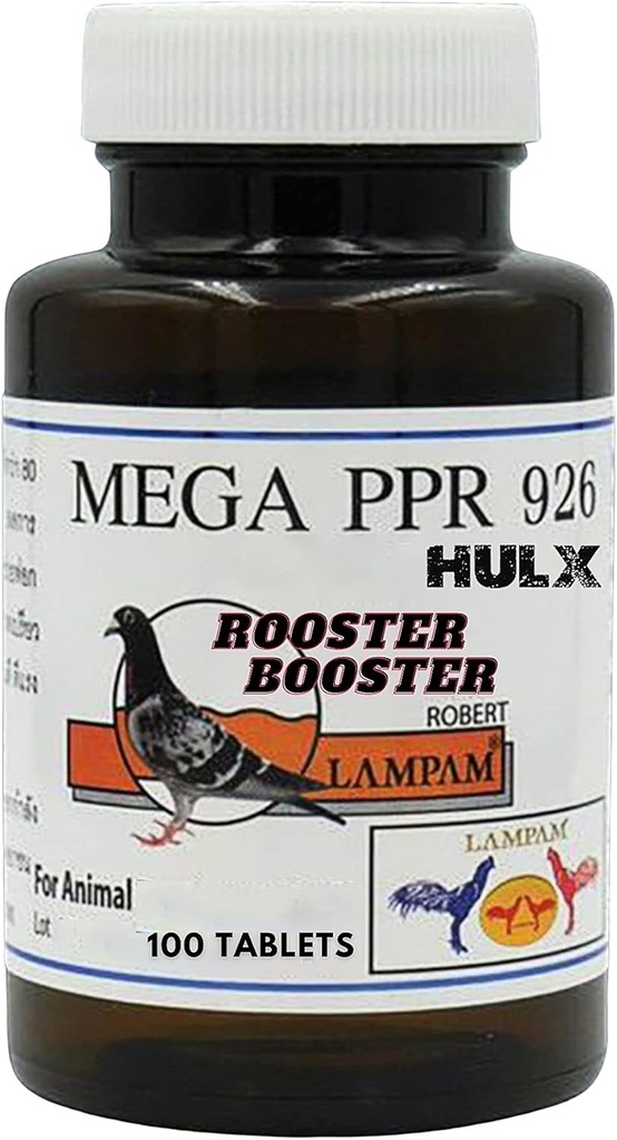 HULX MEGA PPR 926 100 Tablete, Rooster Booster Vitamini Zdravje piščančji dodatek Vitamin B Complex & 80 Tip Herbal Extract Podpora krvi, Endurance Energy Energy Feed Bird Hen Food