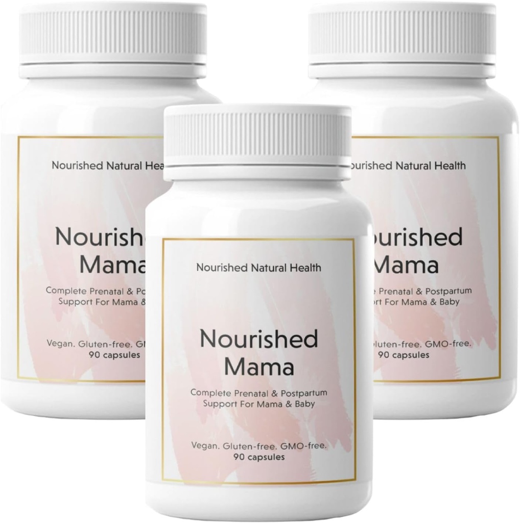 Prehranjena mama Prenatal Multi Vitamin - Vegan multivitamin za predkoncepcijo, nosečnost, postpartum in dojenje Podpora - Iron-free z metiliranim folatom in visokodoznim holinom - 270 kapsul