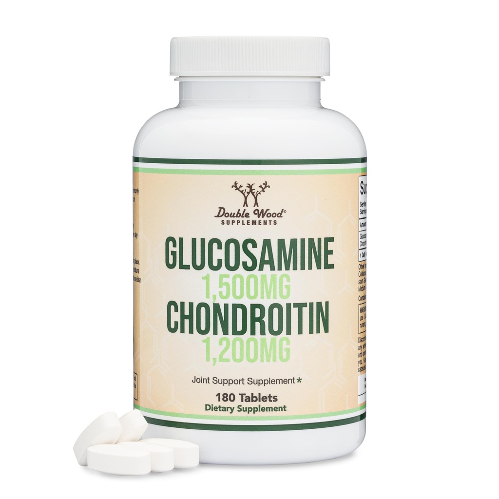 Glukozamin Chondroitin Trojna jakost (1.500 mg glukozamin sulfat, 1. 200 mg hondroitin) 180 tablet, dva meseca dobave (Skupna podpora dodatek) Gluten brezplačno, Non-GMO z dvojnim lesom