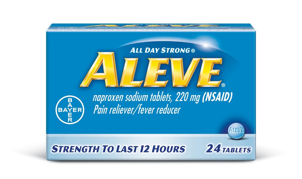 Aleve tablete z natrijevim Naproxenom, 220 mg (NSAID) bolečina Reliever/sredstvo za redukcijo toplote, 24 števk, modra
