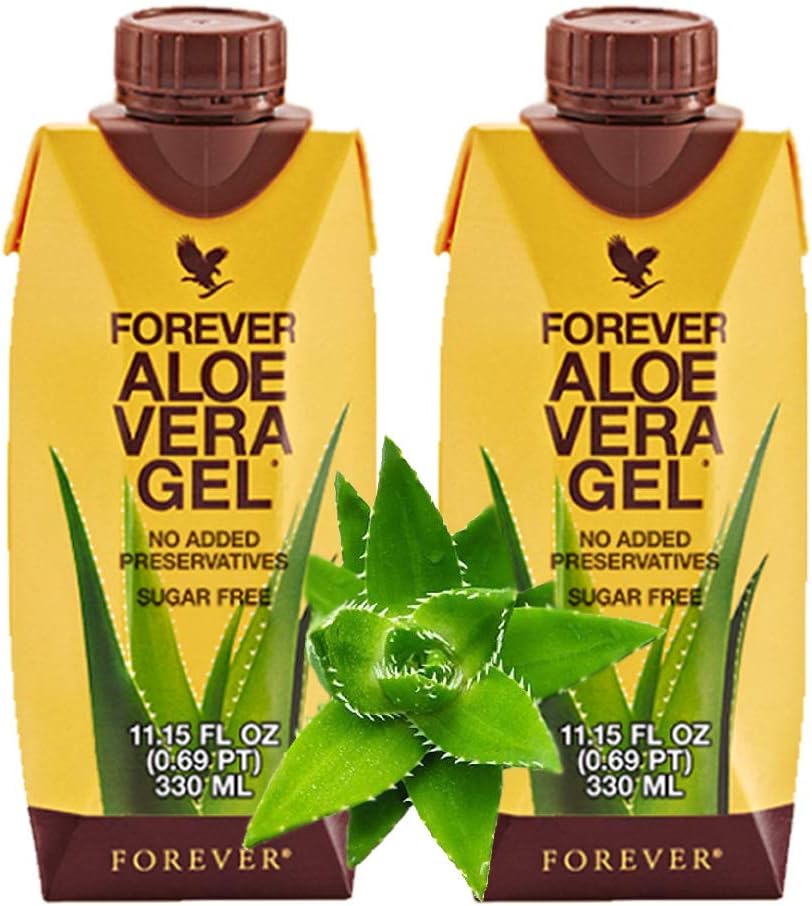 Večno življenje Aloe Vera Gel® Minis (330mL/11.15oz Vsak) 99,7% Pure Inner Leaf Aloe Vera Gel, Brez dodanih konzervansov. Gluten-free (paket z 2)