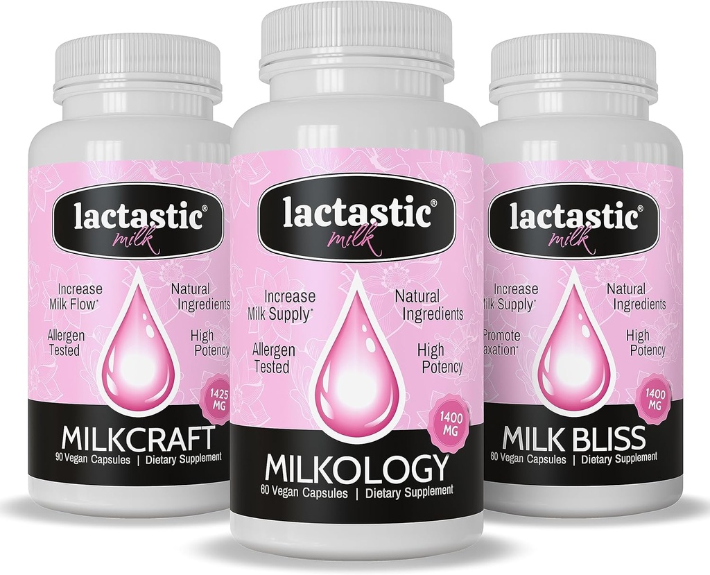 Lactastic® Perfect Start Bundle - Visoka moč Organske Dojenje Dodatki - Milkology, Milkcraft & Milk Bliss - 210 Veganske kapsule