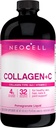 NeoCell Collagen Peptides + vitamin C Liquid, 4g Collagen na strežbo, Gluten prost, vrste 1 in 3, spodbuja zdravo kožo, lase, nohte in skupno podporo, Granatno jabolko, 16 Oz