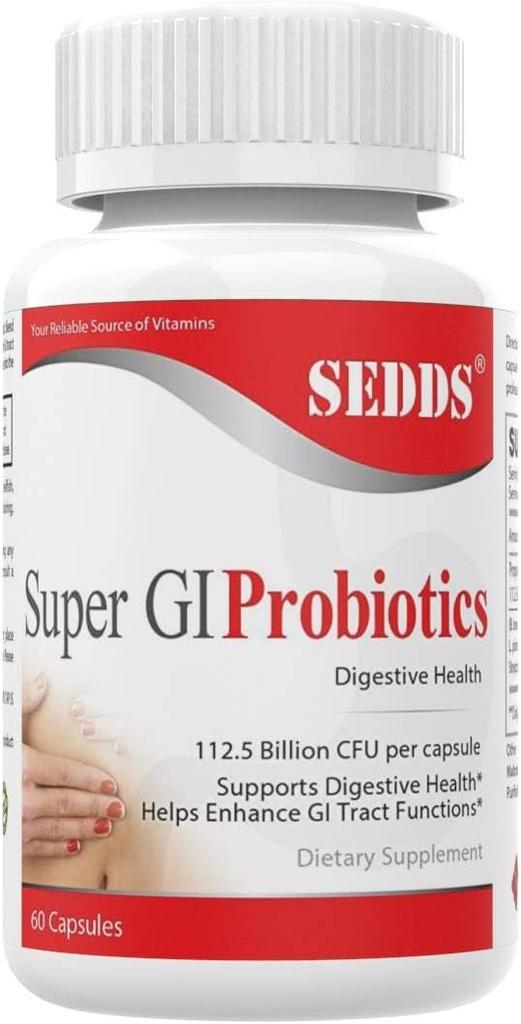 Super GI probiotiki 112,5 milijard CFU na serviranje podpira prebavno zdravje in lahko olajša gastrointestinalno stisko 