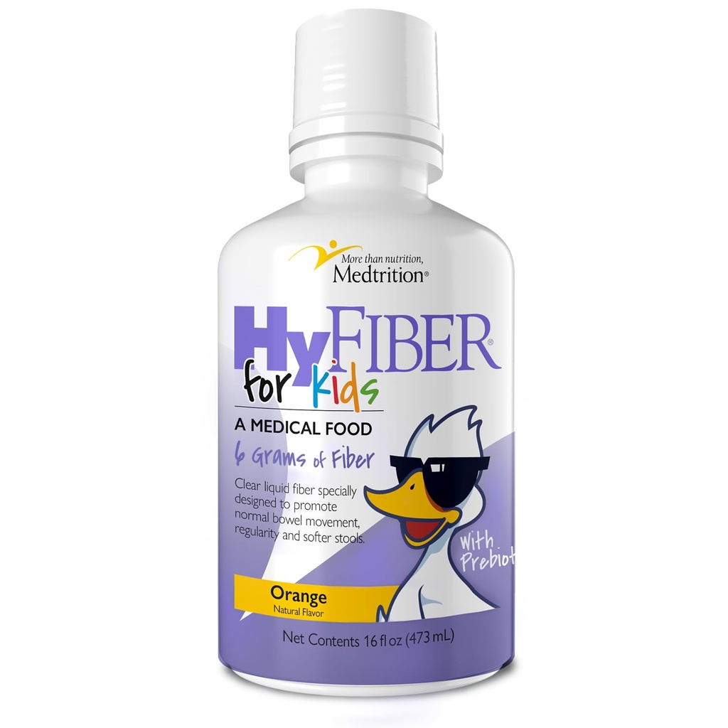 Medtrition HyFiber Liquid Fiber za otroke v samo eni mizico, Podpira regularnost in mehkejše Stools, FOS Prebiotiki za Gut zdravje, 6 Gram Fiber, 32 Strežnice na steklenico