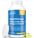 Triglicerid Omega 3 ribje olje – visoko EPA & DHA za oči, skupno, srce in možgani podpora – Omega-3 Maščobne kisline - limonska aroma – 180 Softgels – 90 dnevna dobava