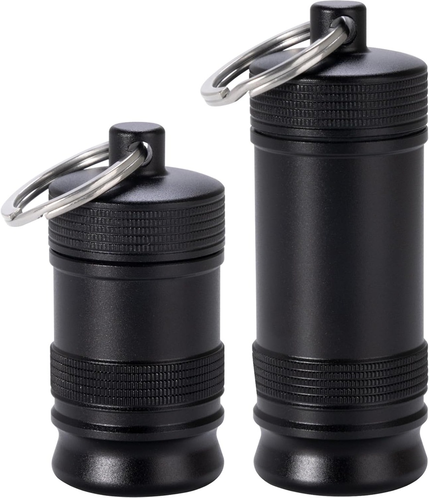 Prenosne tablete Imetnik Keychain - Vodoodporna aluminijasta zlitina majhna tableta škatlica tablete, kovinske tablete vsebnik za torbe Daily Pill Box Medicine Steklenica Organizator za zunanji Camping potovanje