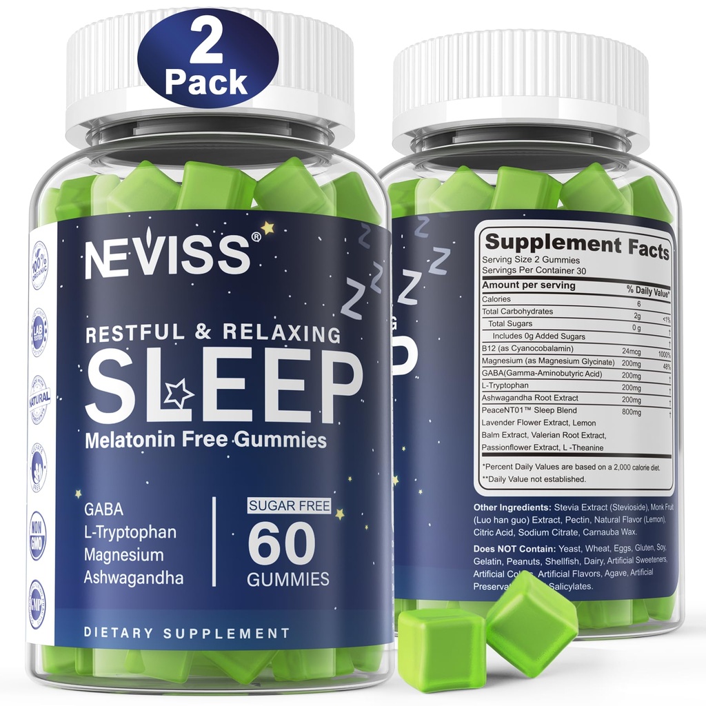 NEVIS Melatonin Brezplačen spanec Gumiji za odrasle - Magnezij Glicinat Gumies 