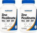 Nutricost cinkov pikolinat 50 mg, 240 vegetarijanske kapsule (2 steklenici) - brez glutena in brez glutena