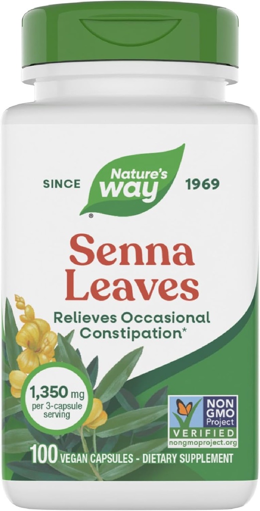 Naravne poti Senna Leaves, Olajša občasno zaprtje*, 1,350 mg na 3-kapsulno serviranje, ne-GMO projekt preverjen, 100 kapsul (Packaging May Vary)