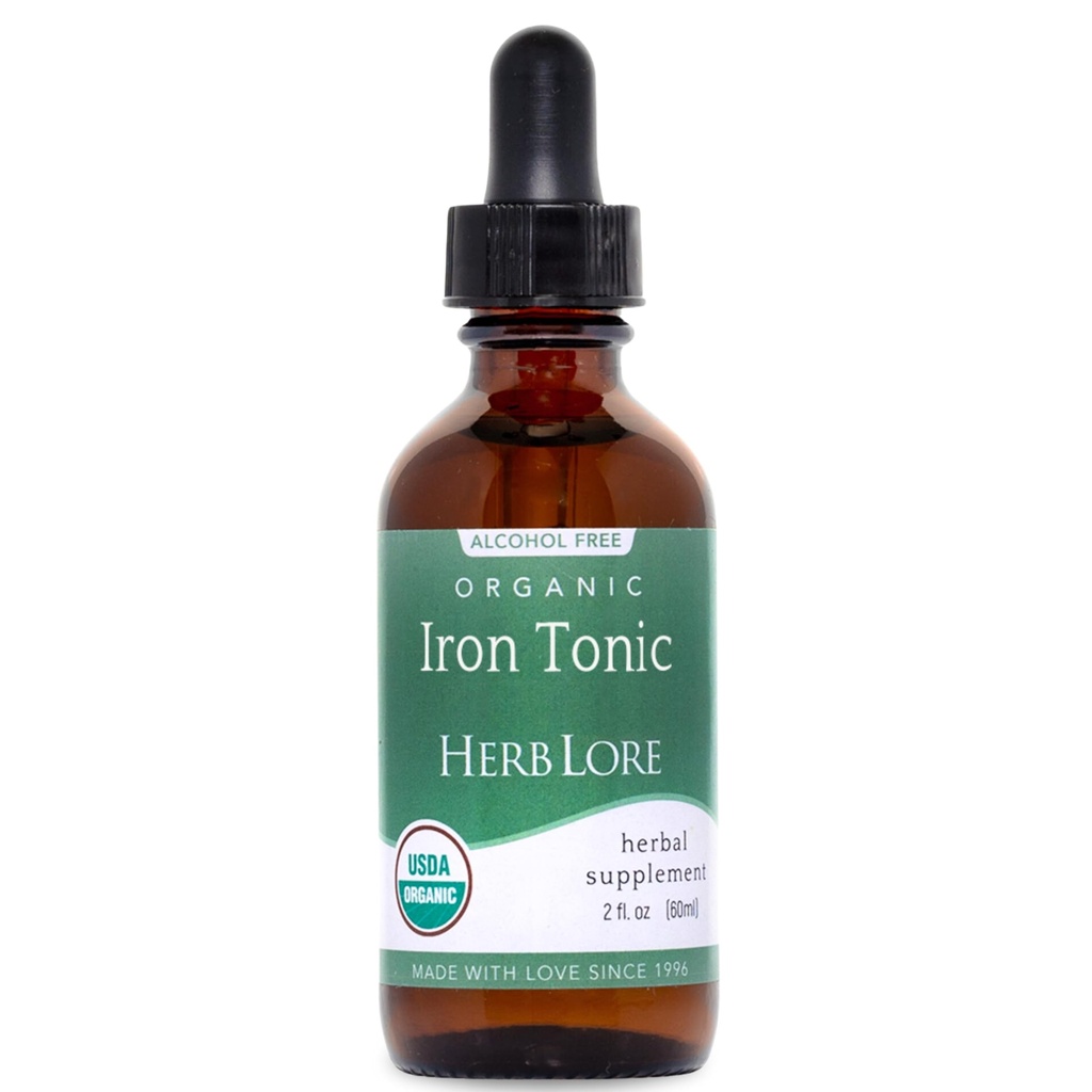 Herb Lore Iron Tonic - Organic Liquid Iron Kapljice Dopolnilo za otroke in ženske - Dojenček & Toddler prijazno - rastlina temelji, Vegan, Nežen, Nezaprti zeliščni tinktura (2 fl oz)