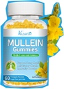 10 v 1 Mullein Gummies za pljuča, Mullein Leaf Extract z Bromelain, Quercetin, Magnezij - Podpora Lung čiščenje za zdravo dihanje, 60ct